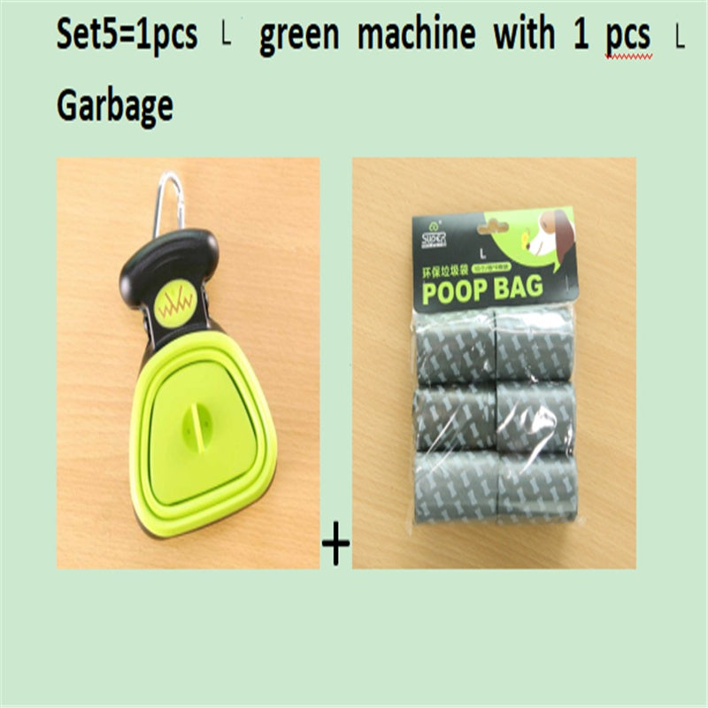 Set option: large green foldable pooper scooper with one roll of large waste bags