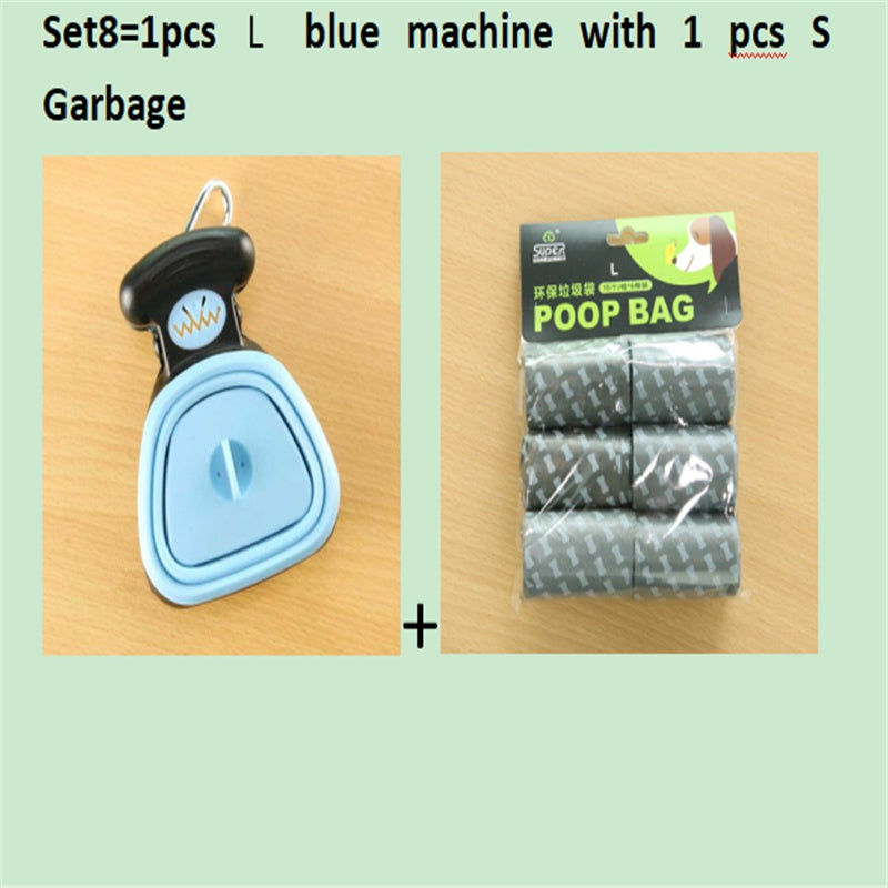Set option: large blue foldable pooper scooper with one roll of small waste bags