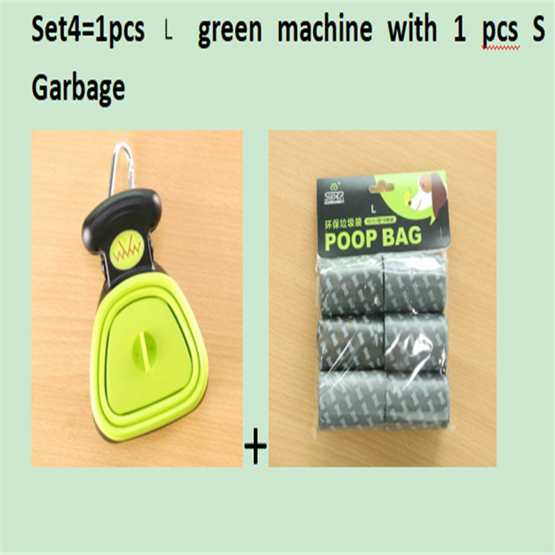Set option: green foldable pooper scooper shown with a roll of large waste bags