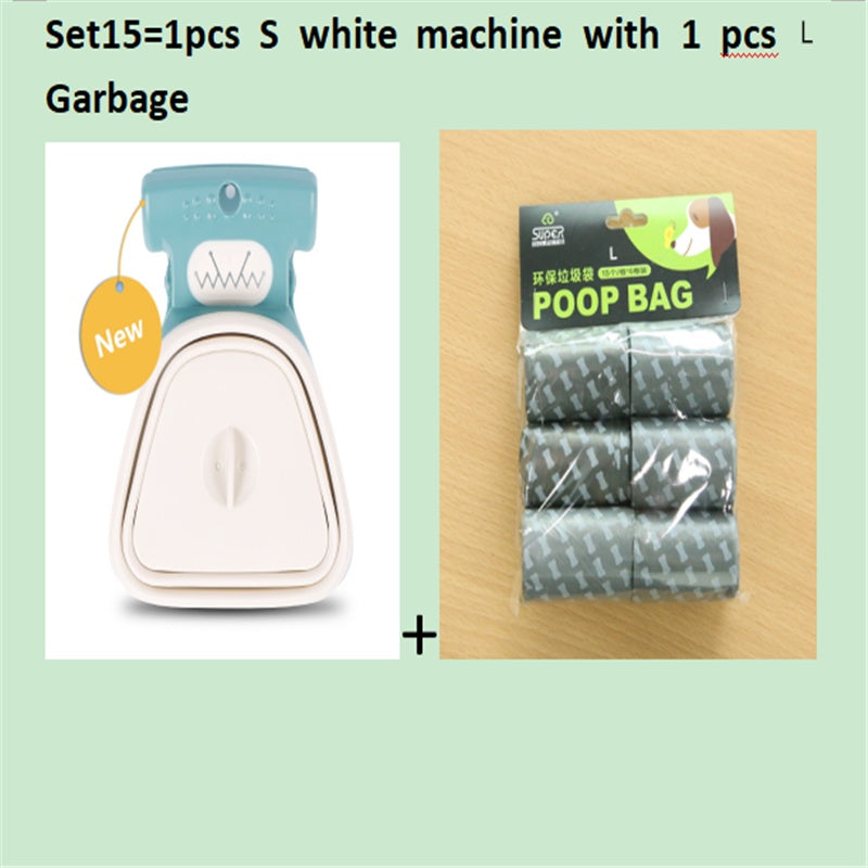 Set option: small white foldable pooper scooper with one roll of large waste bags