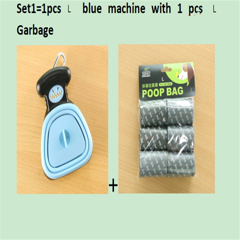 Set option: large blue foldable pooper scooper with one roll of large waste bags