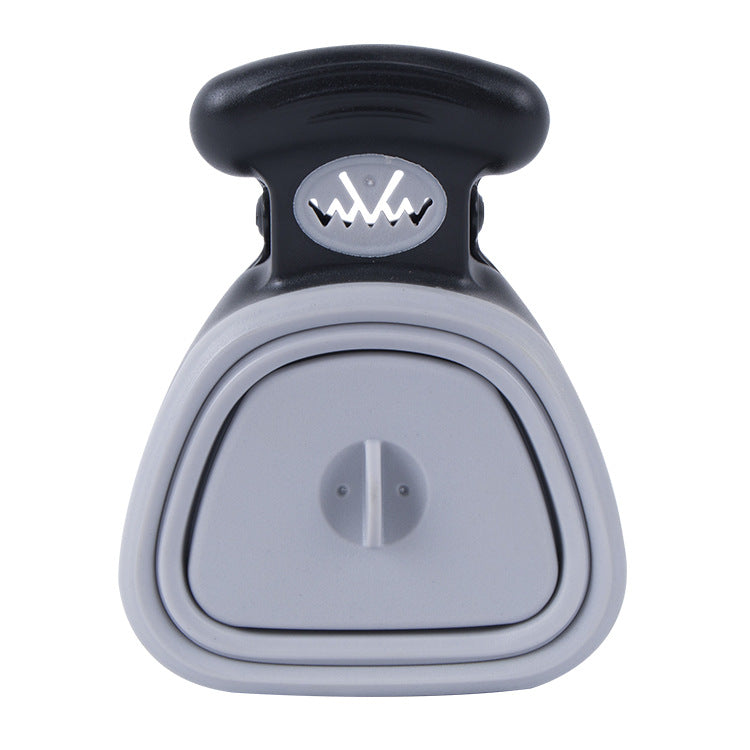 Front view of the grey foldable dog pooper scooper